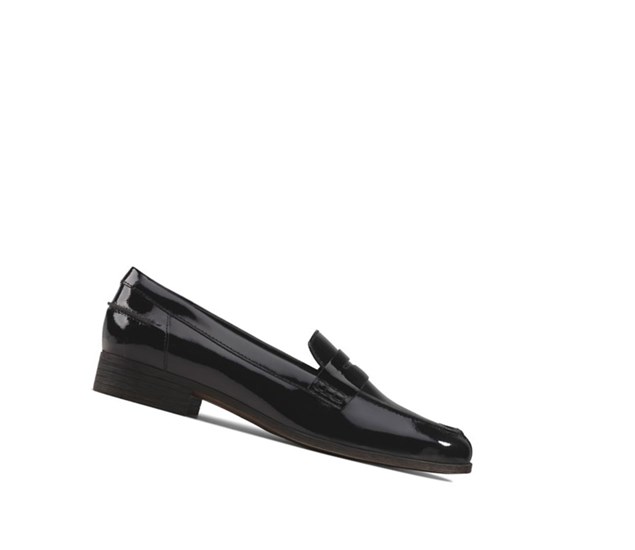 Clarks Hamble Lack Leder Lederschuhe Damen Schwarz | NHWC75138