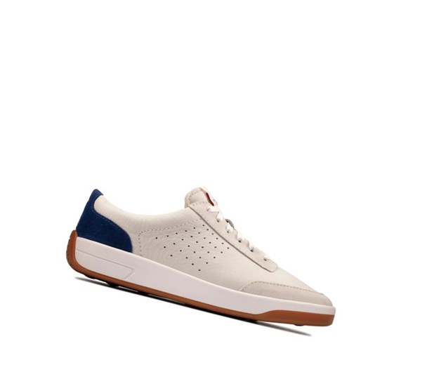 Clarks Hero Air Spitze Flache Schuhe Damen Weiß Blau | NTES08916