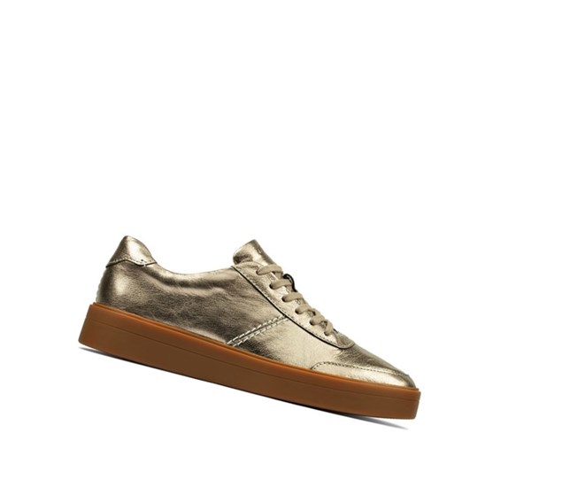 Clarks Hero Walk Leder Flache Schuhe Damen Gold | YVCK74218
