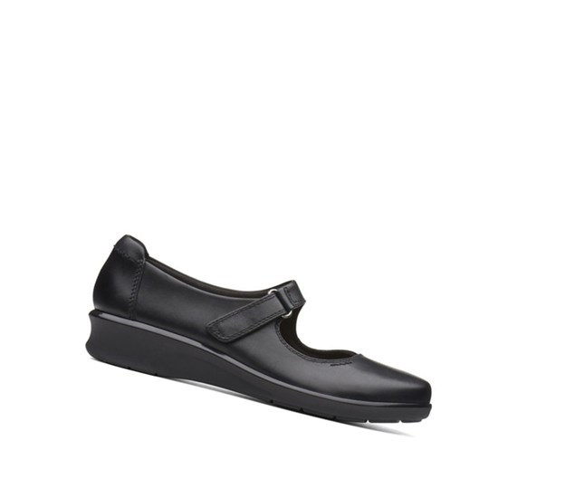 Clarks Hope Henley Leder Lederschuhe Damen Schwarz | OEHM02531