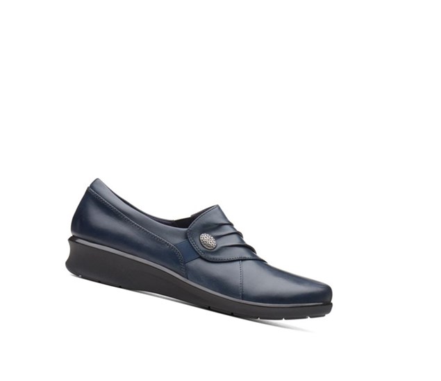 Clarks Hope Roxanne Leder Flache Schuhe Damen Navy | VCNX51204