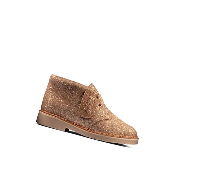 Clarks Iconic Leder Wüstenstiefel Mädchen Gold | RZIT82134