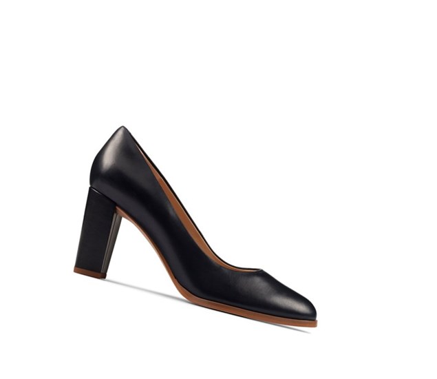 Clarks Kaylin Cara 2 Leder Lederschuhe Damen Navy | YVUR79041