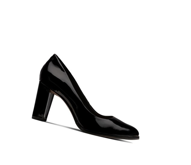 Clarks Kaylin Cara Lack Weite Fit Lederschuhe Damen Schwarz | ZJXD67218