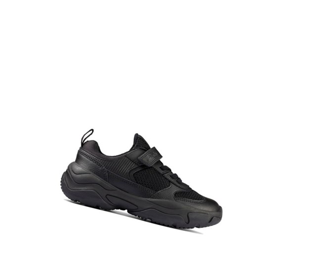 Clarks Kuju Run Leder Schulschuhe Jungen Schwarz | PWFY98624