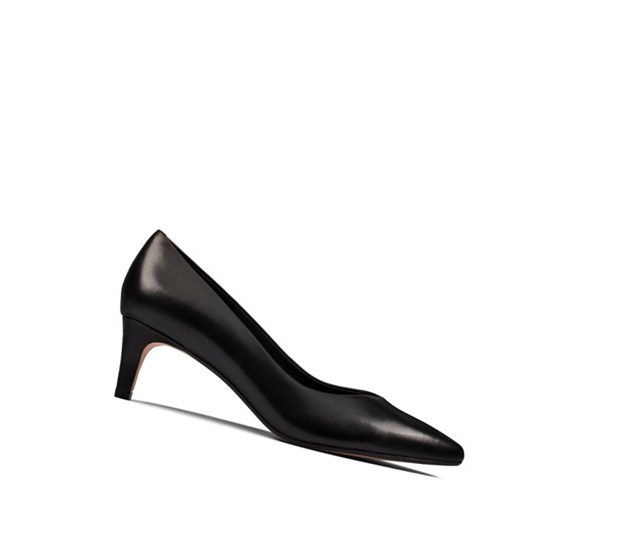 Clarks Laina 55 Court Leder Lederschuhe Damen Schwarz | IGHZ84759