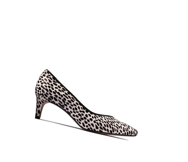 Clarks Laina 55 Court Print Leder Lederschuhe Damen Leopard | XLAG05216