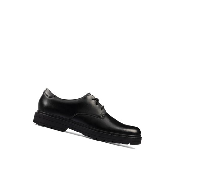 Clarks Loxham Leder Schulschuhe Mädchen Schwarz | RUWN43601