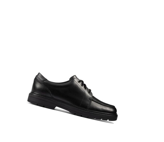 Clarks Loxham Pace Leder Schulschuhe Mädchen Schwarz | OYWL74251