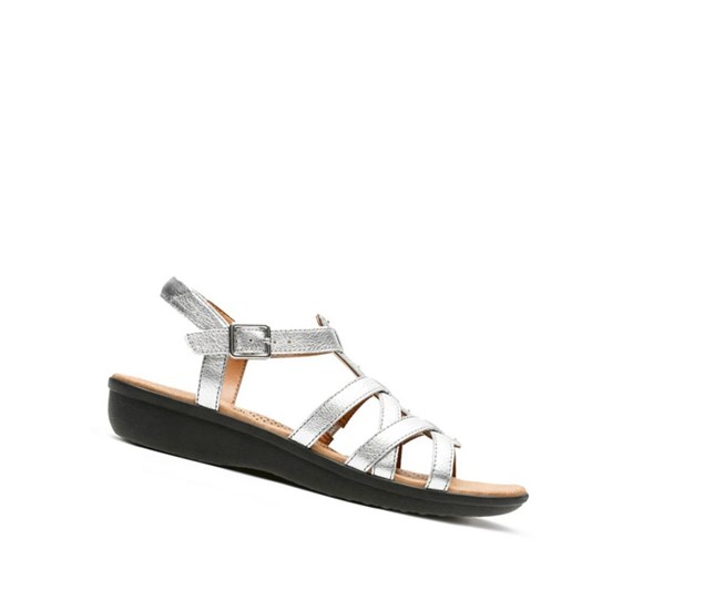 Clarks Manilla Bonita Leder Flache Sandalen Damen Silber | DOBH90678