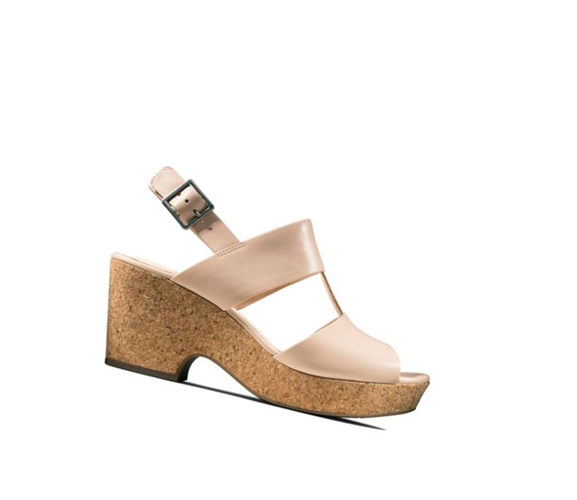 Clarks Maritsa Glad Leder Keilabsatz Sandalen Damen Hautfarbe | QLXZ76405