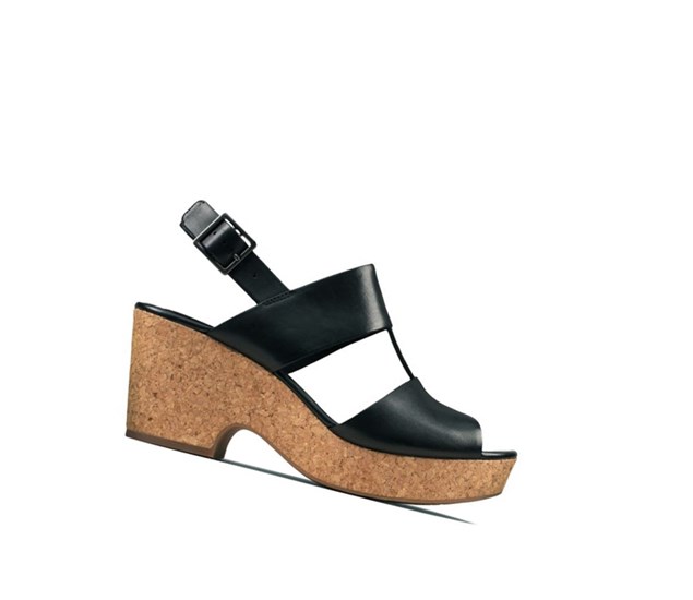 Clarks Maritsa Glad Leder Sandalen Absatz Damen Schwarz | ECOH14063