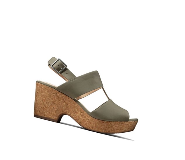 Clarks Maritsa Glad Wildleder Sandalen Absatz Damen Olivgrün | OFTK36752