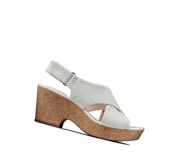 Clarks Maritsa Lara Leder Hohe Schuhe Damen Weiß Schlangenoptik | RFCI94156