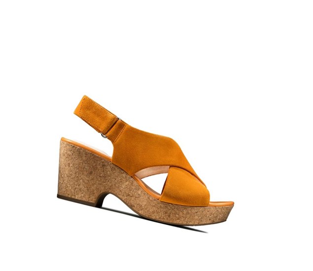 Clarks Maritsa Lara Wildleder Sandalen Absatz Damen Orange | IHCX26189