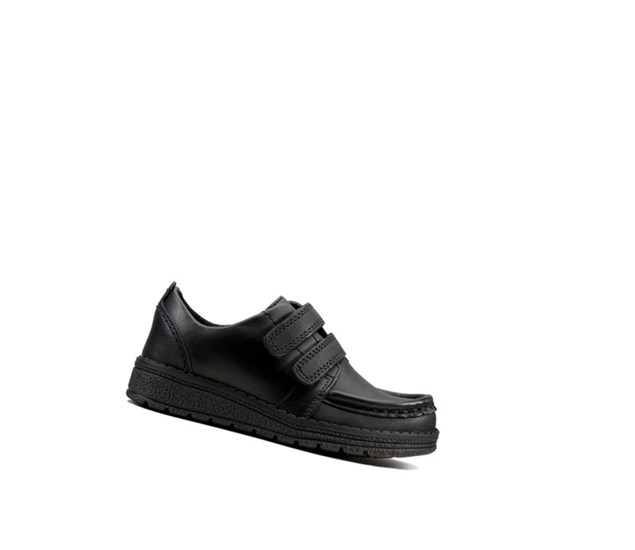 Clarks Mendip Bright Leder Schulschuhe Jungen Schwarz | NBKR18250