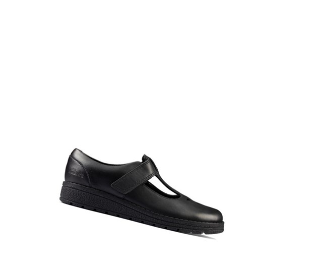 Clarks Mendip Joy Leder Schulschuhe Mädchen Schwarz | CINR87164