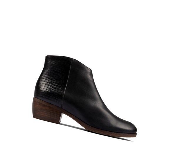Clarks Mila Myth Leder Stiefeletten Damen Schwarz | DMET34826
