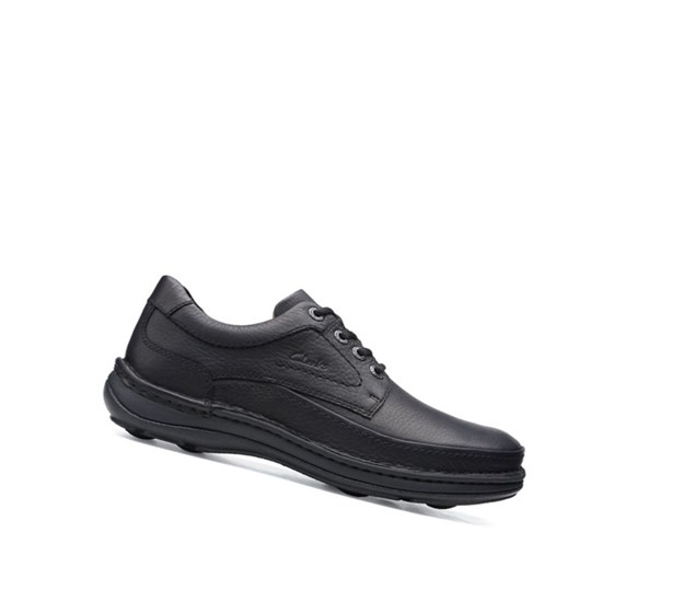 Clarks Nature Three Leder Lederschuhe Herren Schwarz | JBNG30571