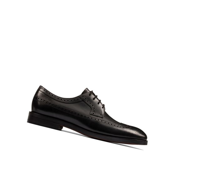 Clarks Oliver Wing Leder Lederschuhe Herren Schwarz | LIRY96274