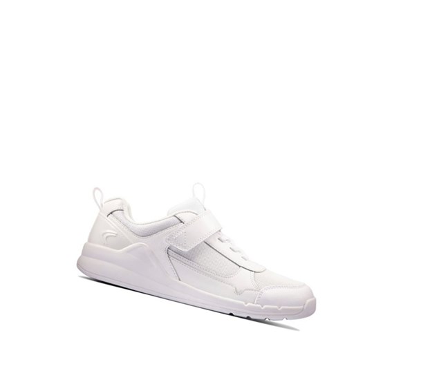 Clarks Orbit Sprint Leder Sneakers Jungen Weiß | VLCT27563