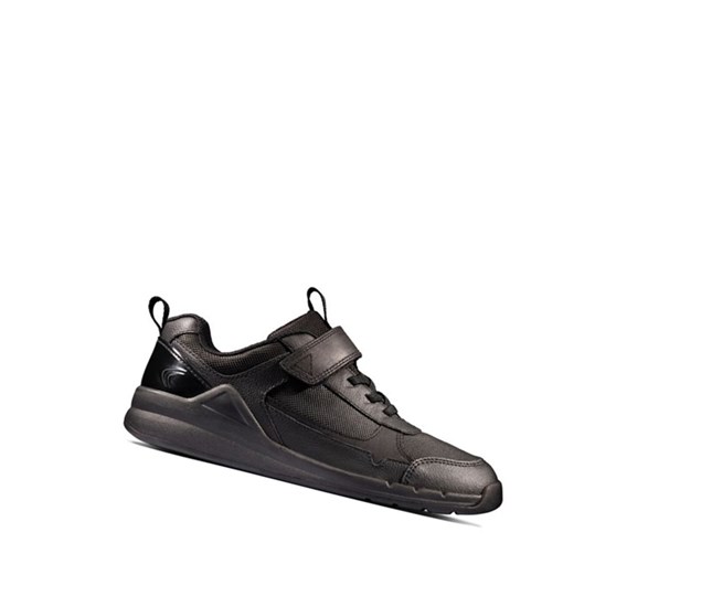 Clarks Orbit Sprint Leder Sneakers Jungen Schwarz | XMWL16398
