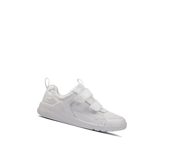 Clarks Orbit Sprint Leder Sneakers Jungen Weiß | ZQYH42871