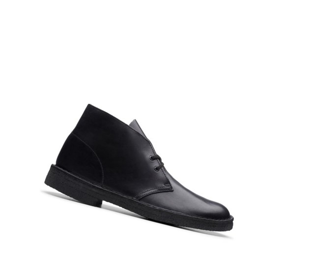 Clarks Original Polished Leder Wüstenstiefel Herren Schwarz | SMYA82071