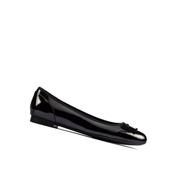 Clarks Patale Lack Leder Weite Fit Slip On Schuhe Damen Schwarz | SPKG38279