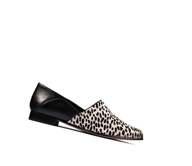 Clarks Pure Tone Slip On Leder Weite Fit Slip On Schuhe Damen Schwarz Weiß | IQGV20749