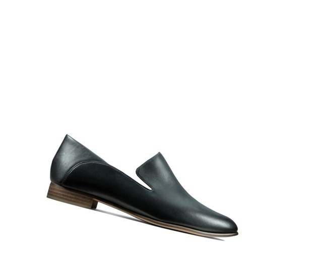 Clarks Pure Viola Leder Slip On Schuhe Damen Schwarz | OEXJ26390
