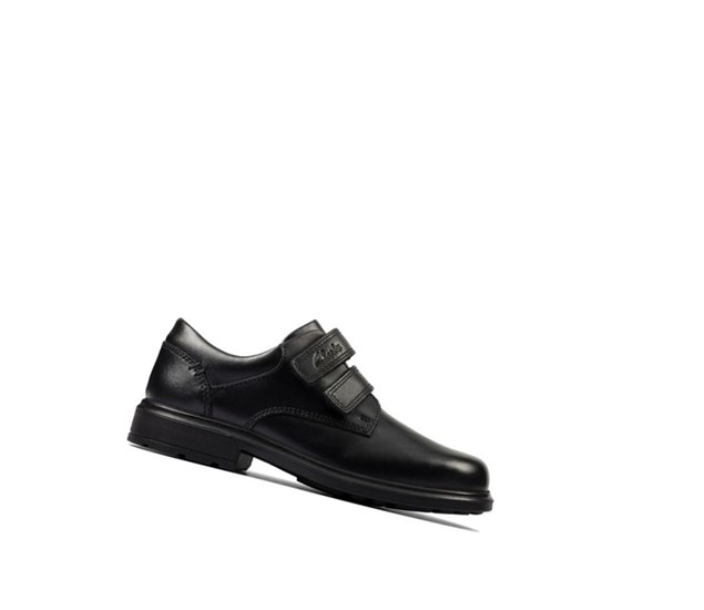 Clarks Remi Pace Leder Schulschuhe Jungen Schwarz | RVBG73980