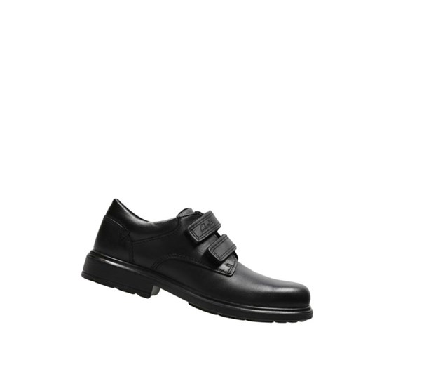 Clarks Remi Pace Leder Schulschuhe Jungen Schwarz | WZDV35617