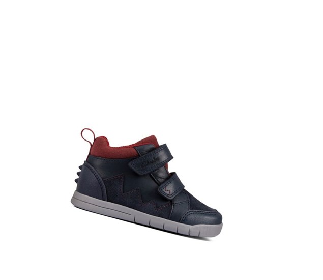Clarks Rex Park Leder Wanderschuhe Jungen Navy | IZFL21930