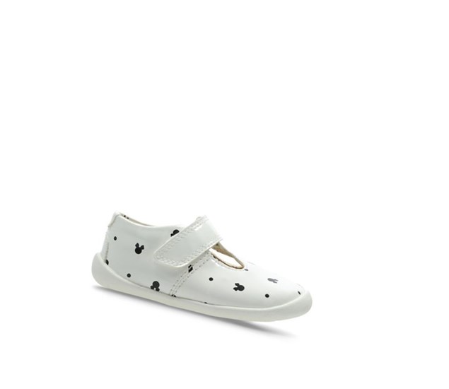 Clarks Roamer Polka T-bar Synthetik Freizeitschuhe Jungen Weiß | YHUZ27915