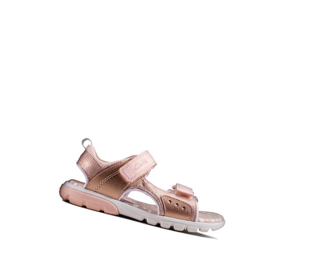 Clarks Rocco Tide Leder Lässige Sandalen Mädchen Rosa | YNXA90615