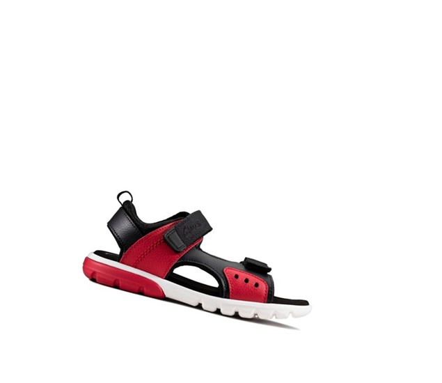 Clarks Rocco Tide Leder Lässige Sandalen Mädchen Rot | YPFE64819