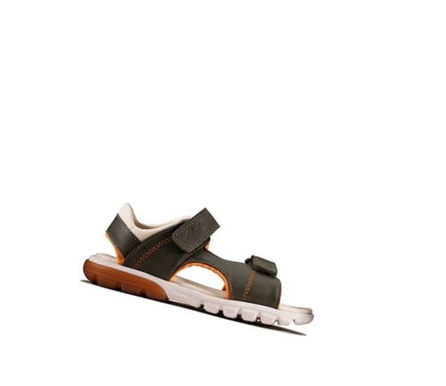 Clarks Rocco Wave Leder Lässige Sandalen Jungen Khaki | SYIK36874