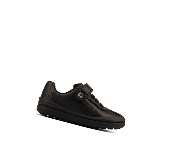 Clarks Rock Pass Leder Schulschuhe Jungen Schwarz | BKWQ56308