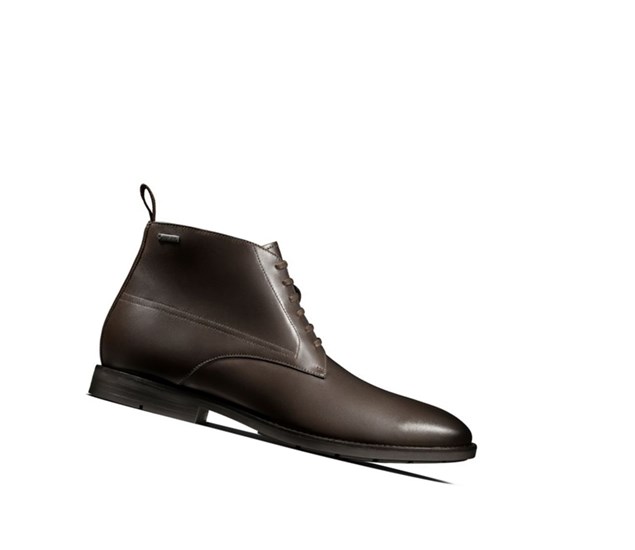 Clarks Ronnie Up Gore-tex Leder Stiefeletten Herren Dunkelbraun | OTYD85760