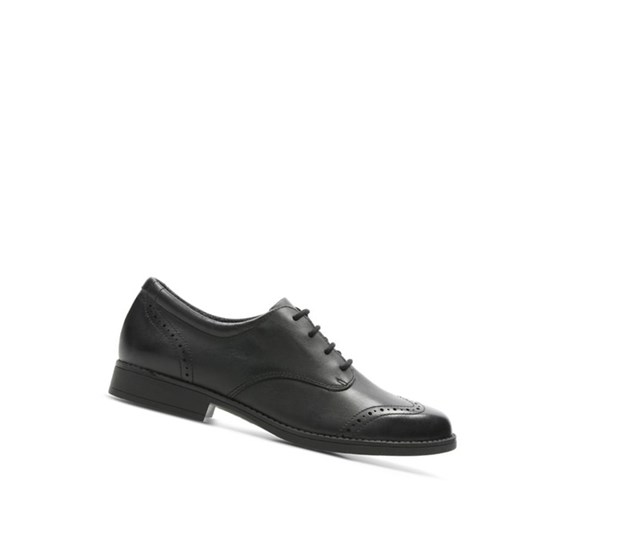 Clarks Sami Walk Leder Schulschuhe Mädchen Schwarz | GWKY45038