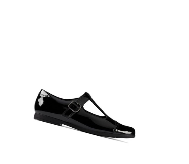 Clarks Scala Hope Lack Leder Schulschuhe Mädchen Schwarz | UBKH29803