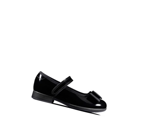 Clarks Scala Tap Lack Textil Schulschuhe Mädchen Schwarz | GNDF75986