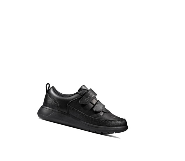 Clarks Scape Flare Leder Schulschuhe Jungen Schwarz | FBYD84031