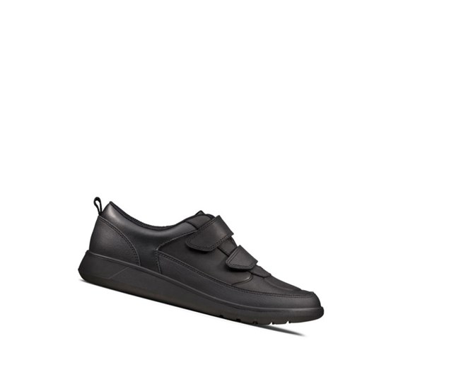 Clarks Scape Flare Leder Schulschuhe Mädchen Schwarz | GAFR82907