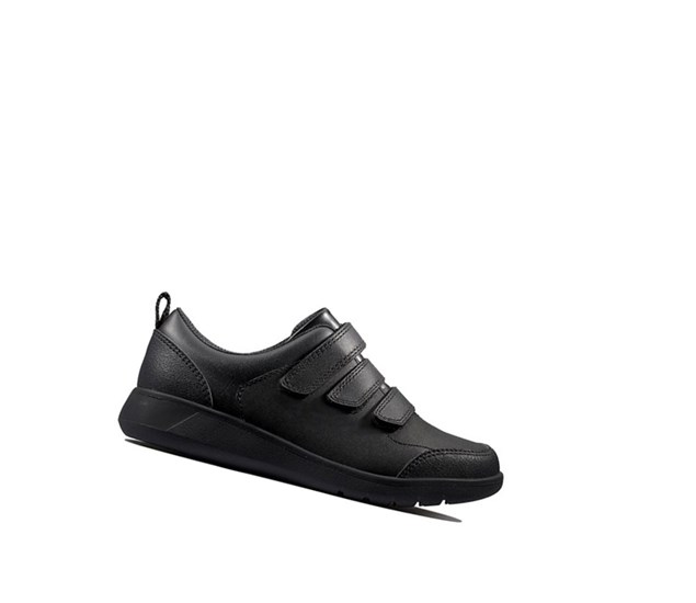 Clarks Scape Sky Leder Schulschuhe Jungen Schwarz | DXVN42167