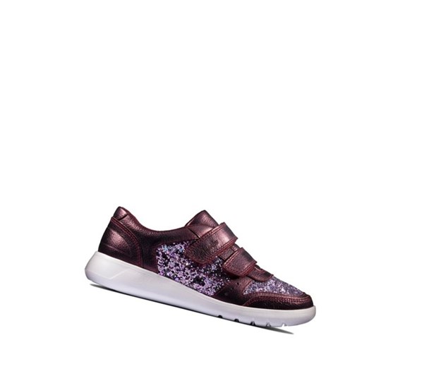Clarks Scape Spirit Leder Sneakers Mädchen Bordeaux | AGTB89065