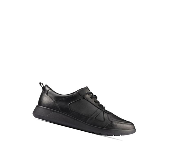 Clarks Scape Track Leder Schulschuhe Jungen Schwarz | NZXW81402