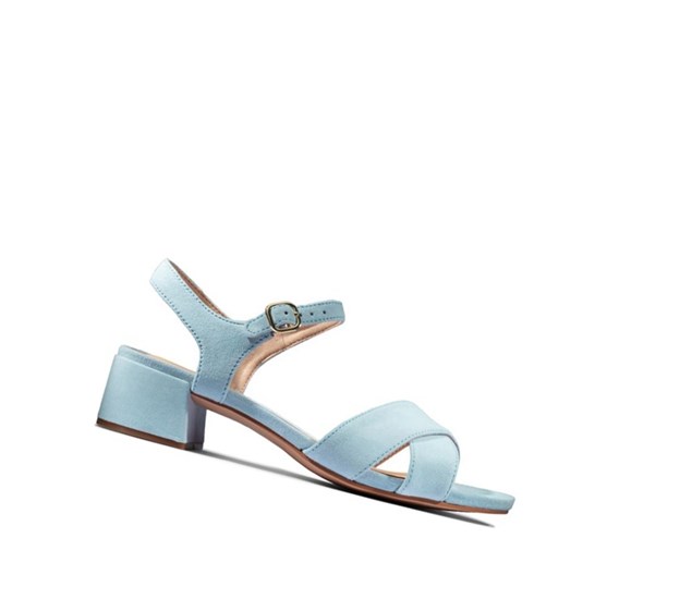 Clarks Sheer 35 Riemen Wildleder Sandalen Absatz Damen Hellblau | XENQ72930