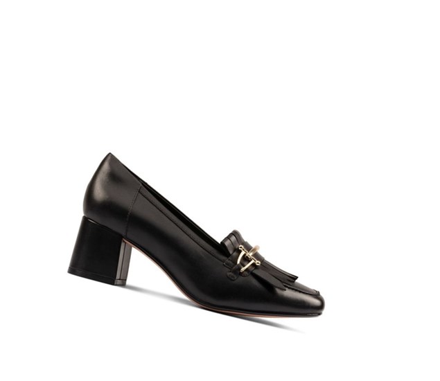 Clarks Sheer 55 Leder Slip On Schuhe Damen Schwarz | REQB46091